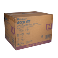 MEDICOM AccuFit Clear Vinyl Powder Free Gloves - Medium 1000/Carton