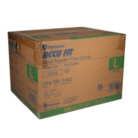 MEDICOM AccuFit Clear Vinyl Powder Free Gloves - Large 1000/Carton
