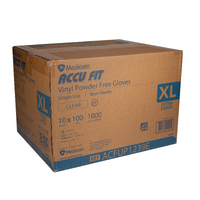 MEDICOM AccuFit Clear Vinyl Powder Free Gloves - XL 1000/Carton