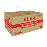 ELKA 27L Regular Duty Bin Liners - White 1000/Carton