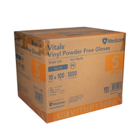 MEDICOM VITALS Vinyl Powder Free Gloves - Blue - S 1000/Carton