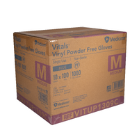 MEDICOM VITALS Vinyl Powder Free Gloves - Blue - M 1000/Carton
