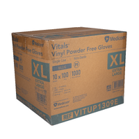 MEDICOM VITALS Vinyl Powder Free Gloves - Blue - XL 1000/Carton