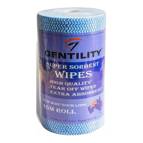 GENTILITY Super Absorbent Wipes 45m - Blue