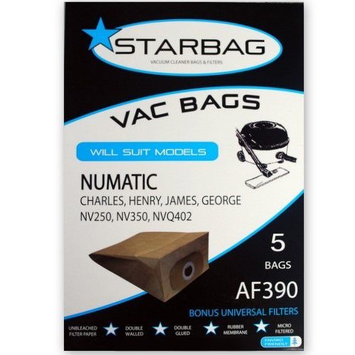 CLEANSTAR Numatic vacuum cleaner bags x5 - AF390