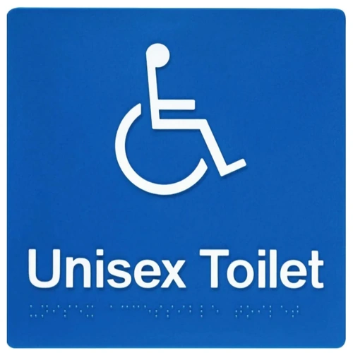 Dolphy Unisex Disabled Toilet Braille Sign Blue / White