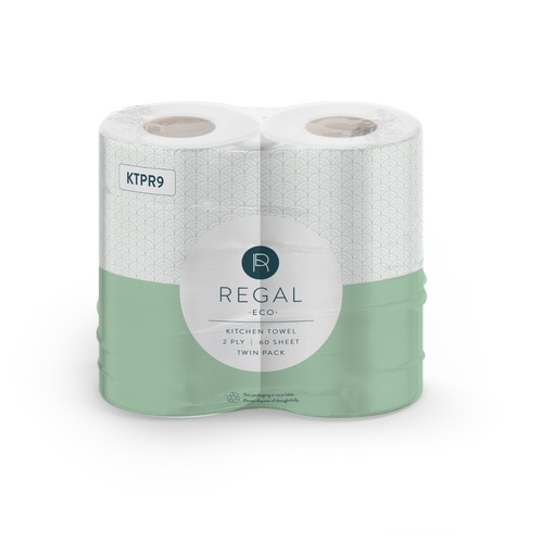 REGAL 2 Ply Kitchen Towel 60 Sheet Rolls x2